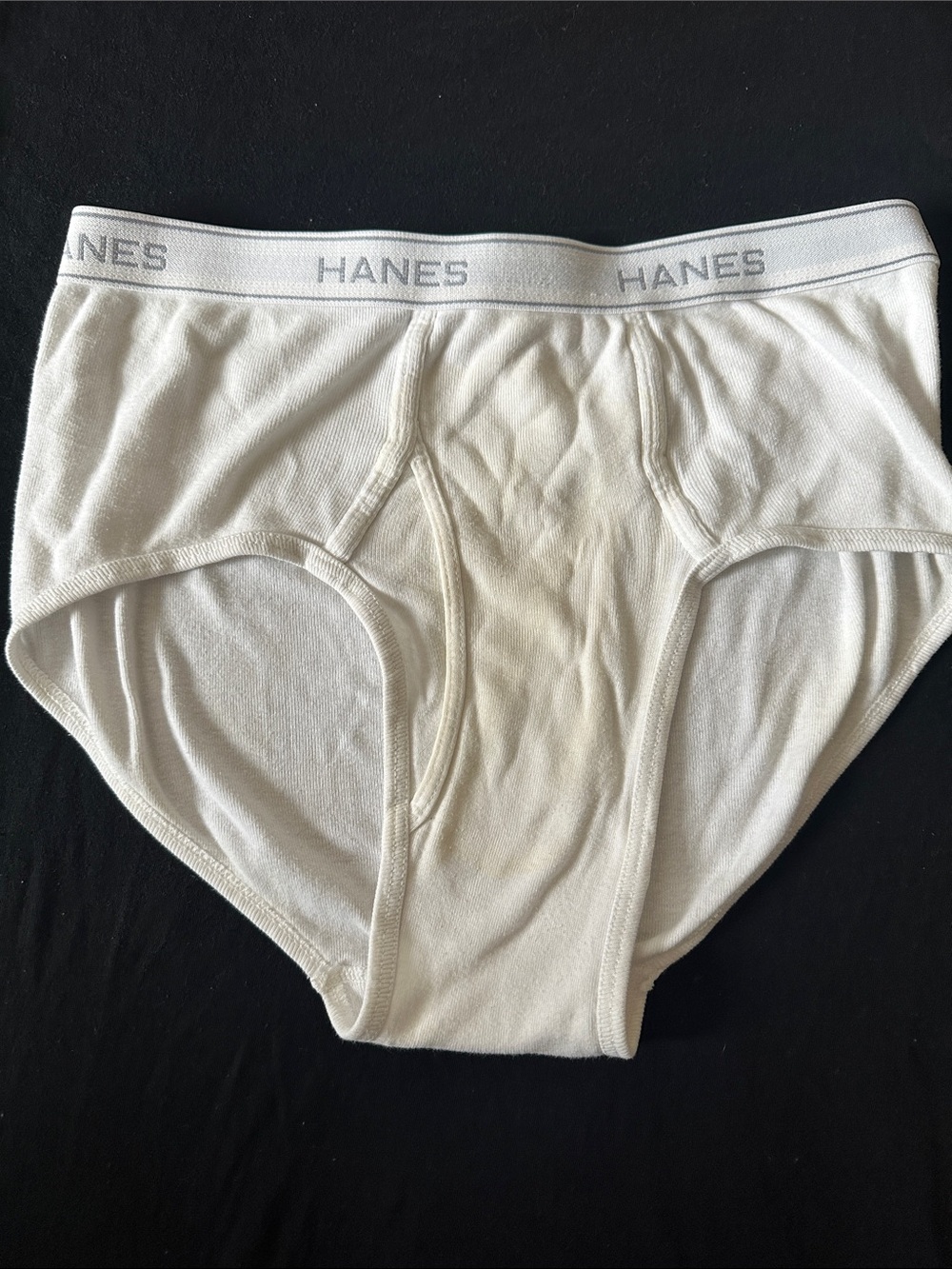 Hanes Men's White Cotton Briefs with Logo Waistband
